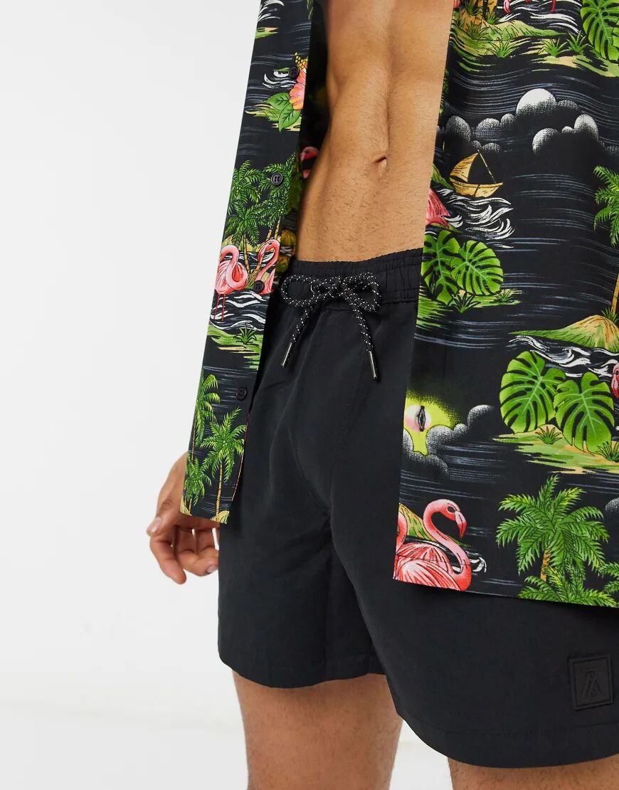 Topman recycled swim shorts in black  Black