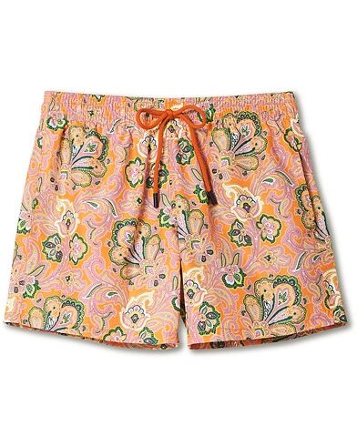 Etro Paisley Swim Trunks Orange