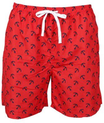 Badshorts stora storlekar röd med mörkblå ankare (Storlek: 4XL)