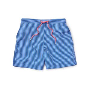 Savile Row Company Blue White Reverse Stripe Recycled Swim Shorts S - Men