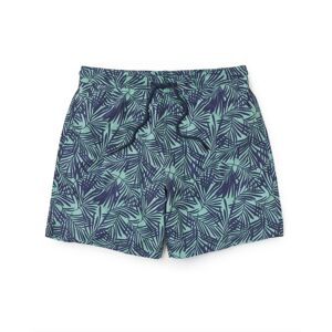 Savile Row Company Green Navy Palm-Print Recycled Swim Shorts L - Men