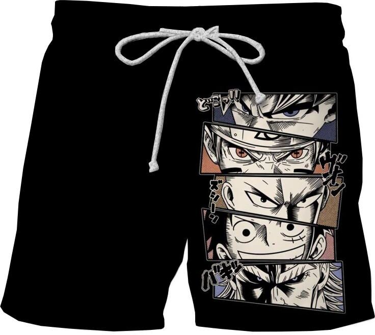 ETST WENDY 005 2022 Summer Japanese Anime One Piece Luffy Zorro Print Men's Swimming Shorts Quick Dry Beachwear Swimwear Surfboard Sports Pants