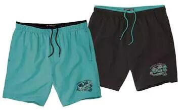 Atlas for Men Pack of 2 Men's Swimming Shorts - Turquoise Black  - TURQUOISE - Size: 3XL