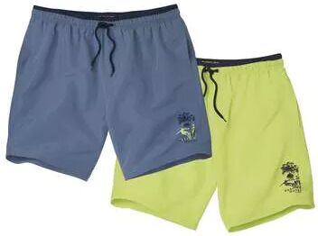 Atlas for Men Pack of 2 Men's Swim Shorts - Blue Green  - LIME GREEN - Size: 4XL