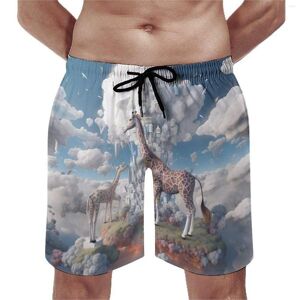 Men&#039;s Shorts Gym Giraffe Retro Swimming Trunks 3D Animal Cinematic Males Comfortable Running High Quality Plus Size Beach Short Pants