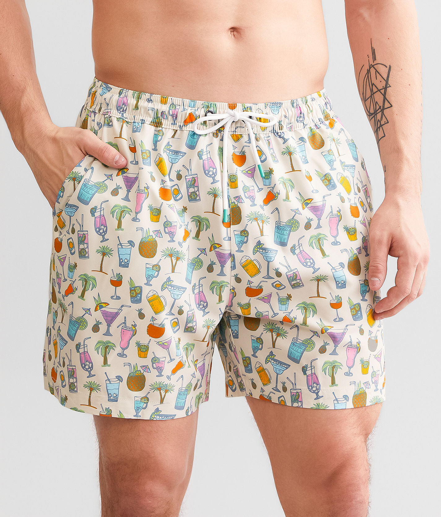 Old Row Mixed Drinks Stretch Swim Trunks  - male - Size: Large