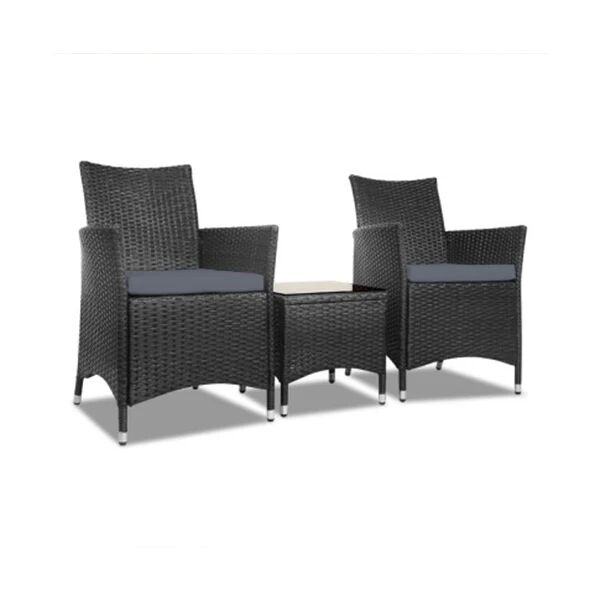 Gardeon 3pc Rattan Bistro Wicker Outdoor Furniture Set