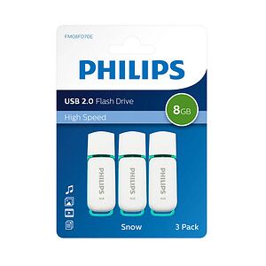 3 PHILIPS USB-Sticks Snow weiß 8 GB