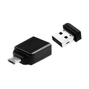 Verbatim Nano - USB-Stick 16 GB mit Micro USB-Adapter - Schwarz