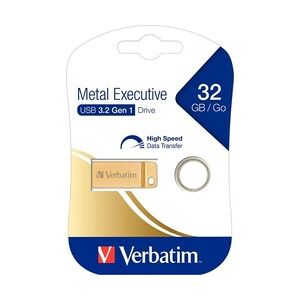 Verbatim Speicherstick USB 3.2 Gen 1, 32 GB, Metal Executive, gold, 2.5MB/s 17x
