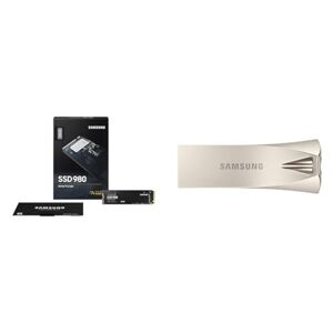 Samsung 980 NVMe M.2 SSD, 1 TB, PCIe 3.0, 3.500 MB/s Lesen & BAR Plus USB-Stick Typ-A, 128 GB, 400 MB/s Lesen