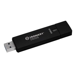 Kingston IronKey D500S Hardwareverschlüsselter USB-Stick 512GB FIPS 140-3 Lvl 3 (ausstehend) AES-256 IKD500S/512GB, Schwarz