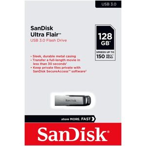 SanDisk USB 3.0 Stick 128GB, Ultra Flair Typ-A, (R) 150MB/s, SecureAccess, Retail-Blister