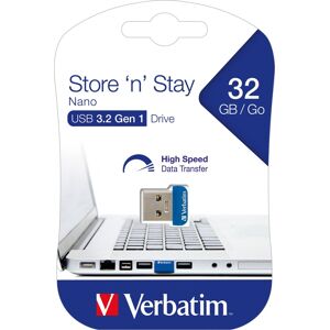 Verbatim USB 3.2 Stick 32GB, Nano Store'n'Stay Typ-A, (R) 80MB/s, (W) 25MB/s, Retail-Blister