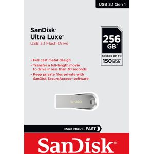 SanDisk USB 3.1 Stick 256GB, Ultra Luxe Typ-A, (R) 150MB/s, SecureAccess, Retail-Blister