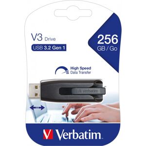 Verbatim USB 3.2 Stick 256GB, V3 Drive, grau Typ-A, (R) 120MB/s, (W) 25MB/s, Retail-Blister