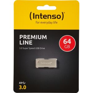 Intenso USB 3.0 Stick 64GB, Premium Line, Metall, silber Typ-A, (R) 100MB/s, Retail-Blister