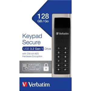 Verbatim USB 3.2 Stick 128GB, Secure, Keypad, AES-256-Bit Typ-A, (R) 160MB/s, (W) 150MB/s, Retail