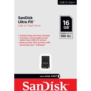 SanDisk USB 3.1 Stick 16GB, Ultra Fit Typ-A, (R) 130MB/s, (W) 60MB/s, Retail-Blister