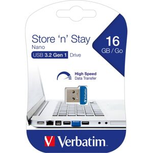 Verbatim USB 3.2 Stick 16GB, Nano Store'n'Stay Typ-A, (R) 60MB/s, (W) 12MB/s, Retail-Blister