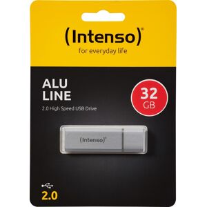 Intenso USB 2.0 Stick 32GB, Alu Line, silber (R) 28MB/s, (W) 6.5MB/s, Retail-Blister