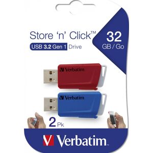 Verbatim Store 'N' Click 32gb Usb, 2-Pak, Rød/blå