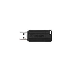 Verbatim PinStripe 128GB, 128 GB, USB 2.0, 10 MB/s, kasket, Sort, 2,1 cm