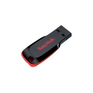 SanDisk Cruzer Blade - USB flashdrive - 64 GB - USB 2.0 - sort, rød