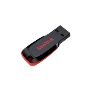 SanDisk Cruzer Blade - USB flashdrive - 32 GB - USB 2.0 - rød, glat sort