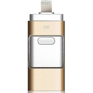 128 GB 3 i 1 USB-hukommelse Expansion Memory Stick Otg Pendrive Til Iphone Ipad Android Pc(Guld) Guld 128 GB