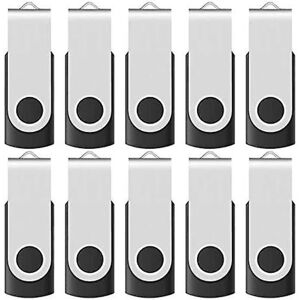 16gb Usb 2.0 Flash Memory Stick-drev Drejelige tommelfingerdrev Bulk 10 Pack, Med LED-indikator, (Sort)