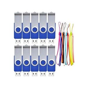 Febniscte Lot de 10 Clés USB 1Go Pivotantes Clefs USB 2.0 Bleu Pen Drive - Publicité