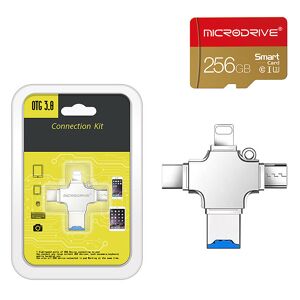 256 Go 4-en-1 Clé USB3.0 iP/Type-C/Micro/USB Transmission de données à haute vitesse Mémoire portable U Disk