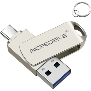 Clé USB MicroDrive 2 en 1 Type-C et USB3.0 avec fonction OTG 32G 64G 128G 256G Metal 360° Rotation Pendrive USB Disk wit