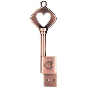 FeliSun Clés USB Forme de Coeur Pendrive Clé USB en Métal USB3.0 Stick Disque Flash en Bronze 16 Go 32 Go 64 Go Disque U Memory Stick avec Porte-clés (64 Go, Clé) - Publicité