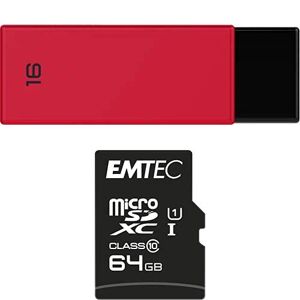 Emtec Pack Support de Stockage Rapide et Performant : Clé USB 2.0 Séries Runners 16 Go + Carte MicroSD Gamme Elite Gold Classe 10-64 GB - Publicité