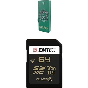 Emtec Pack Support de Stockage Rapide et Performant : Clé USB 2.0 Série Licence Harry Potter Slytherin 16 Go + Carte MicroSD Gamme Speedin Classe 10-64 GB - Publicité