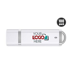 Possibox Mince Plastique Clé USB Personnalisée 16 Go Publicitaire avec Logo/Texte en Gros USB 2.0 Lot de 100 Blanc - Publicité