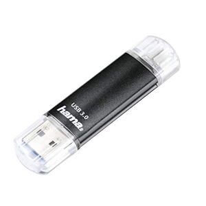 Hama Clé USB 3.0 "Laeta Twin" (FlashPen, OTG, aluminium, USB 3.0, jusqu'à 40 Mo/s, 256GB) Noir - Publicité