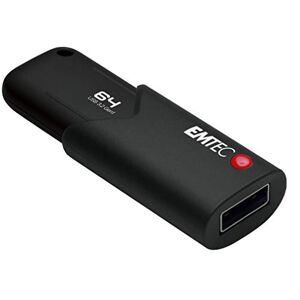 Emtec Clé USB 3.0 (3.2) Click Secure B120 Mémoire Flash Drive De 64 Go Stockage Externe Lecture 100Mb/S Écriture 20Mb/S Avec Logiciel D'Encryption AES256 Bits FIPS140-2 Noire - Publicité