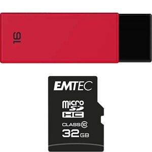 Emtec Pack Support de Stockage Rapide et Performant : Clé USB 2.0 Séries Runners 16 Go + Carte MicroSD Collection Classic Classe 10-32 GB - Publicité