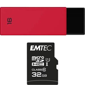 Emtec Pack Support de Stockage Rapide et Performant : Clé USB 2.0 Séries Runners 16 Go + Carte MicroSD Gamme Elite Gold avec Adaptateur Performance Classe 10-32 GB - Publicité