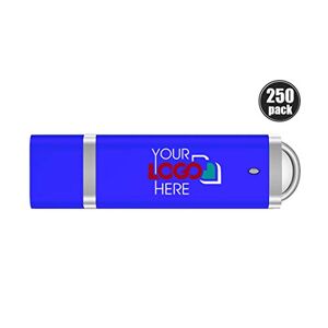 Possibox Mince Plastique Clé USB Personnalisée 16 Go Publicitaire avec Logo/Texte en Gros USB 2.0 Lot de 250 Bleu - Publicité