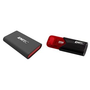 Emtec Pack Mobilité : Disque SSD Externe X210 + clés USB Click Easy Clé USB 3.0 (3.2) Click Easy B110 256GB Rouge - Publicité
