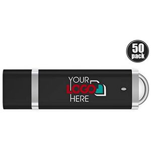 Possibox Mince Plastique Clé USB Personnalisée 16 Go Publicitaire avec Logo/Texte en Gros USB 3.0 Lot de 50 Noir - Publicité