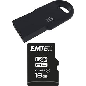 Emtec Pack Support de Stockage Rapide et Performant : Mini Clé USB 2.0 Séries Runners 16 Go + Carte MicroSD Classe 10-16 GB - Publicité