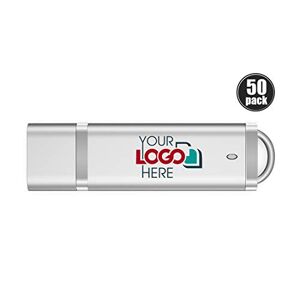 Possibox Mince Plastique Clé USB Personnalisée 16 Go Publicitaire avec Logo/Texte en Gros USB 2.0 Lot de 50 Argent - Publicité