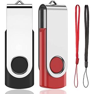 AreTop Lot 2 Cle USB 1GB Clé USB 2.0 Mémoire Stick USB Flash Drive Stockage Rotation Disque Pendrive pour Ordinateur Portable/PC/Voiture (Noir & Rouge) - Publicité