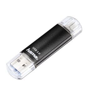 Hama Clé USB 3.0 "Laeta Twin" (FlashPen, OTG, aluminium, USB 3.0, jusqu'à 40 Mo/s, 64GB) Noir - Publicité