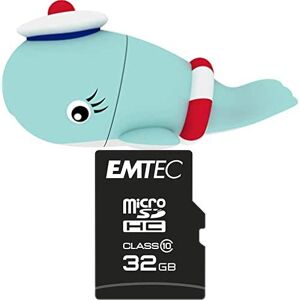 Emtec Pack Support de Stockage Rapide et Performant : Clé USB 2.0 Série Licence Collection Animalitos 16 Go + Carte MicroSD Collection Classic Classe 10-32 GB - Publicité